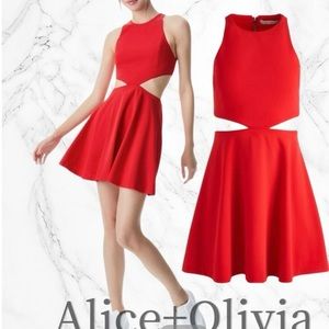 alice + olivia Cara Sleeveless Fit and Flare Cutout Dress size 0 reg $375